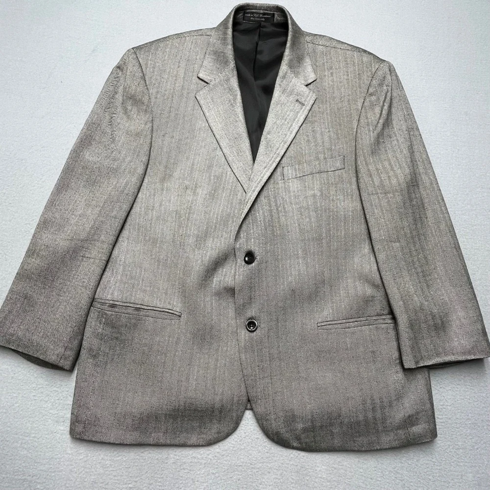 Gianfranco Ruffini Mens Blazer Herringbone Silk suit Jacket Sport Coat Italy 42S